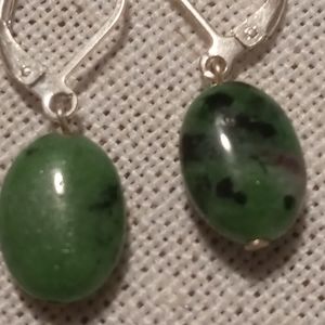Natural Ruby in zoisite drop earrings.